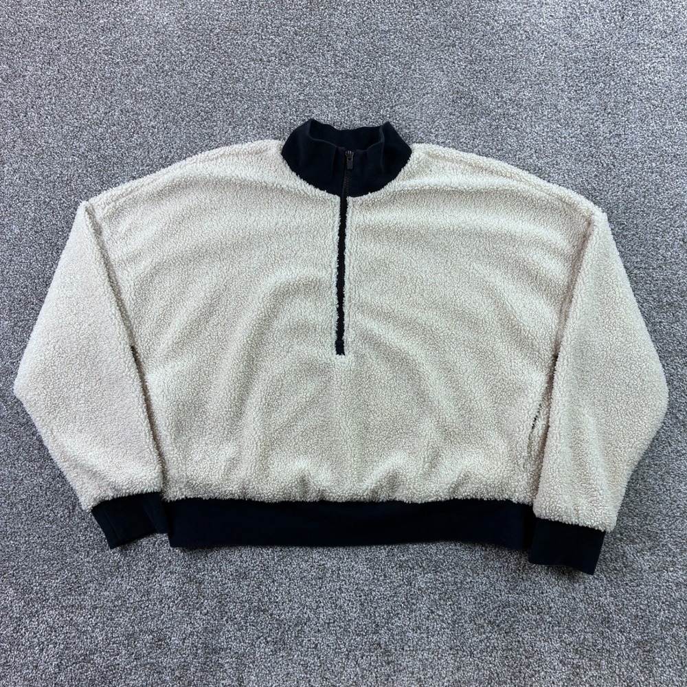 Fabletics Dream Polar Fleece Pullover Women's Large Cream Sherpa 1/4 Zip